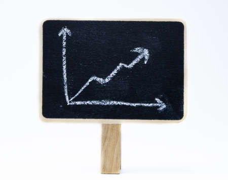 Growth Chart on a blackboard in white backgroundの写真素材