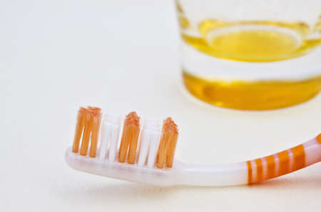 Amazing photo of a toothbrush in white backgroundの写真素材