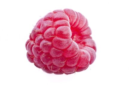 Raspberries with great colors in white background