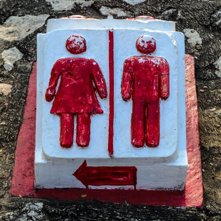 Red Color Restroom Signs の写真素材
