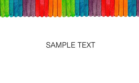 colorful wood ice-cream stick  on white backgroundの写真素材