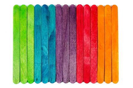 colorful wood ice-cream stick  on white backgroundの写真素材