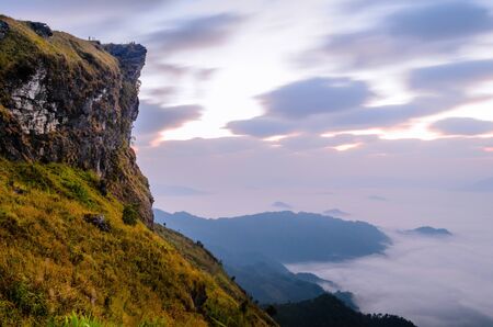 phucheefah and foggy landscape, chaingrai in thailandの写真素材