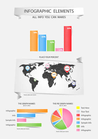Set of Infographic Elements  World Map and Information Graphicsのイラスト素材