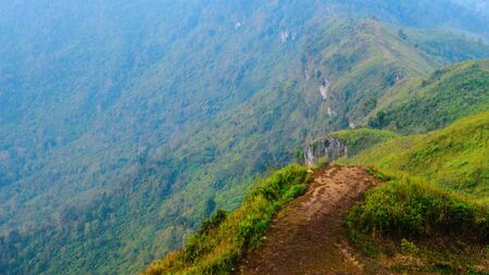 sunrise over mountains in Phucheefah Thailandの写真素材