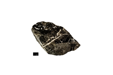 Obsidian isolated on white background with scale barの写真素材