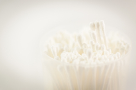 cotton buds isolated on white backgroundの写真素材