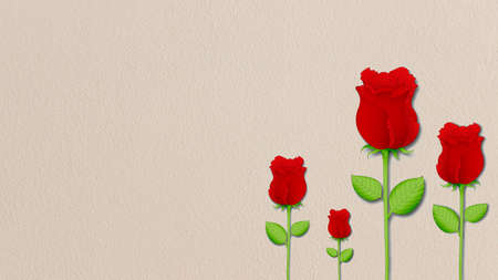 Red rose on cement wall background  clip art の写真素材