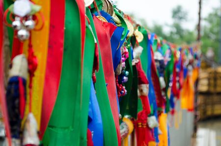 Colorful Buddhist prayer flagsのeditorial素材