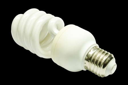Energy saving eco lamp on a black backgroundの写真素材