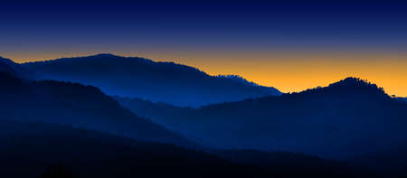 Blue mountains layers during sunset ,Chiang Mai , Thailand