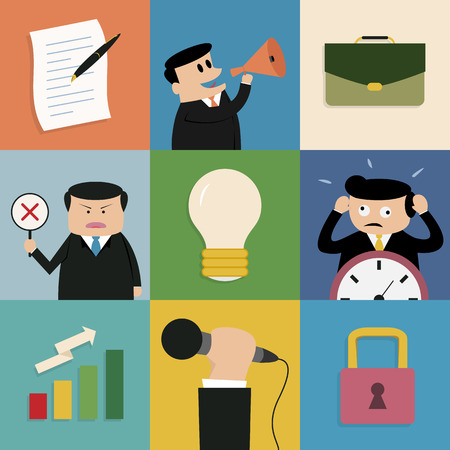 Icon set of business concept in flat design with shadow, vector eps10 のイラスト素材