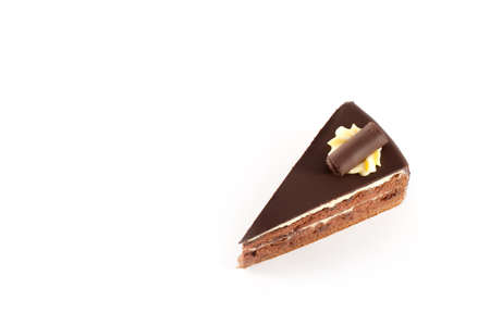 Cake chocolate isolated on white backgroundの写真素材