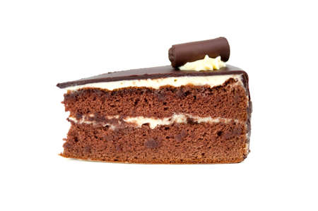 Cake chocolate isolated on white backgroundの写真素材