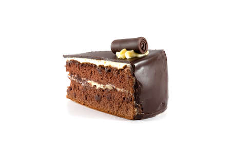 Cake chocolate isolated on white backgroundの写真素材