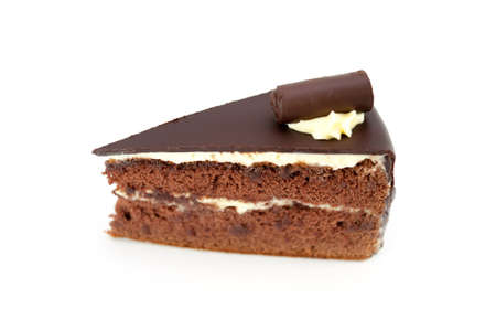 Cake chocolate isolated on white backgroundの写真素材