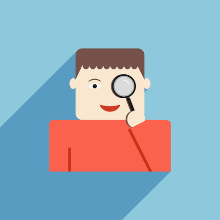 Man with magnifying glass. flat icon. vector eps10.のイラスト素材