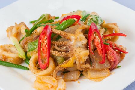 Fried Seafood Isolated on White Backgroundの写真素材