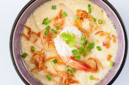 Steamed egg with Shrimp Isolated on White Backgroundの写真素材