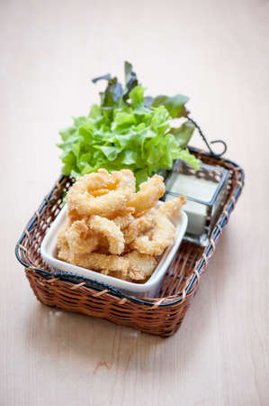 Fried Prawn Balls on tableの写真素材