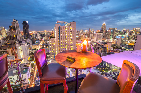 BANGKOK, THAILAND - June 3: View from the top of Above Eleven rooftop bar & restaurant on June 3, 2015 in Bangkok, Thailand. Above Eleven is a rooftop bar & restaurant on the 33 rd floor of the Fraser Suites Sukhumvit in Sukhumvitâs pulsating Soi 11.のeditorial素材