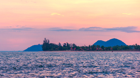 Beautiful sunset scene at Bankrut, Prachuapkhirikhan, Thailandの写真素材