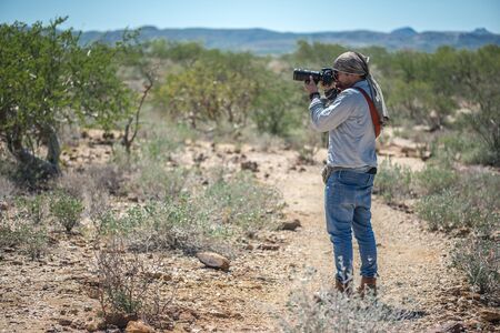 Damaraland, NAMIBIA - APRIL 11, 2017: Petrified forest at twyfelfontein area, 280 million years old...
