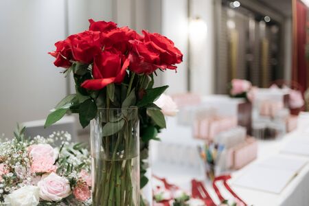 Rose decoration in wedding ceremonyの写真素材