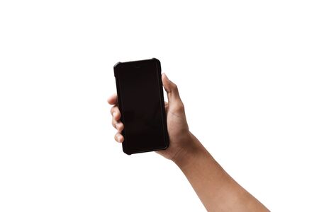 Asian person holding a mobile smartphone. Concept of communication technology.の写真素材