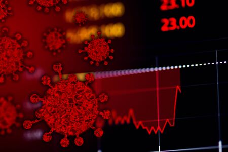 View of Stock Market Crash from Covid-19 Pandemic with shallow depth of field.の写真素材