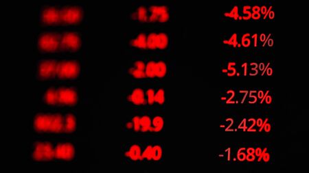View of Stock Market Crash from Covid-19 Pandemic with shallow depth of field.