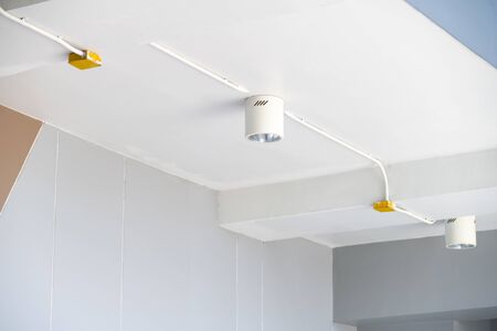 fluorescent lamp on the modern ceilingの写真素材