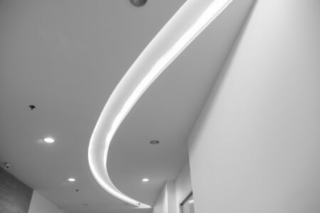 fluorescent lamp on the modern ceilingの写真素材