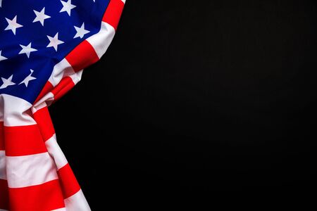 American flag on black background for Memorial Day, 4th of July, Labour Day