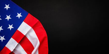 American flag on black background for Memorial Day, 4th of July, Labour Day