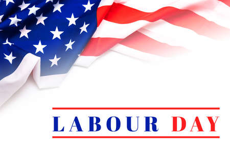 American flag on white background with Labour day text