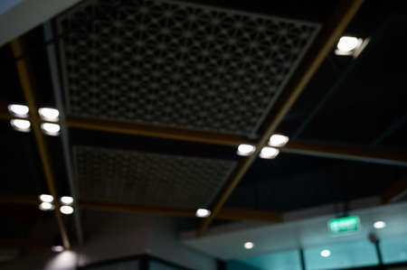 fluorescent lamp on the modern ceilingの写真素材