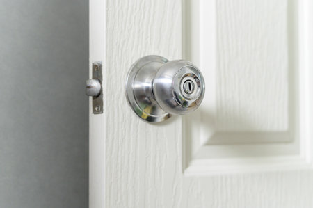 The door knob is being found that caused the COVID 19 infection. Doorknob lock handle home security close.の写真素材