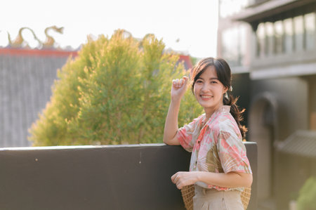 Portrait beautiful asian young woman on summer holiday vacation trip in Thailand. Young hipster...