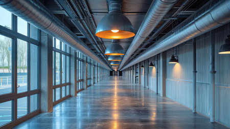 Interior of raw metal style industrial, exposed ductwork, cassette unitの素材