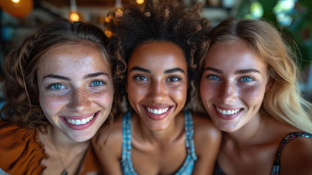 beauty of diversity by featuring a group of individuals, including those with disabilities, engaging with the camera with smiles and positive expressions. Emphasize equality and shared purpose.の素材