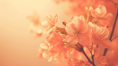 Capture the intricate beauty of peonies in the enchanting Peach Fuzz, the color of the year 2024, through a close-up macro lens.の素材