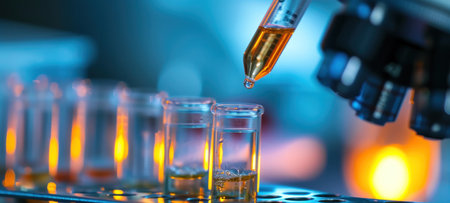 Glass tube and beaker in medical health science laboratoryの素材