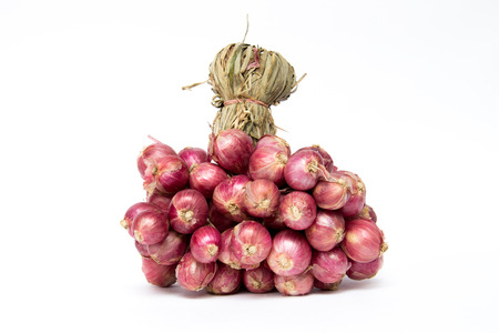 Red onion, tied togetherの写真素材
