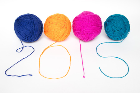 Happy Infinity : Happy New Year 2015 Colorful wool yarnの写真素材