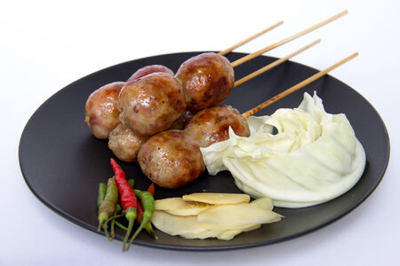 Thai style grilled pork sausagesの写真素材