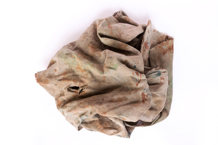 Dirty rag isolated on white backgroundの写真素材
