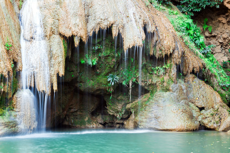 Koh Luang waterfall. Beautiful waterfall around with green forest at Mae Ping National Park, Li District, Lamphun in northern of Thailand.の写真素材