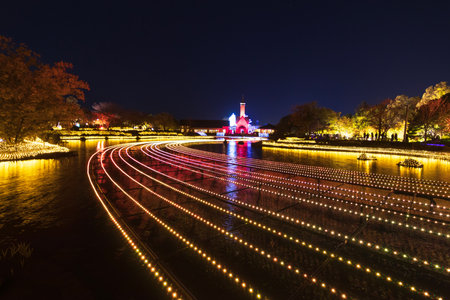 Nabana No Sato 2019-2020 (Oct 19 - May 6) is one of the most popular illumination events in Japan during winter. Over 8 million LED lights are used, Nagoya, Japan.のeditorial素材