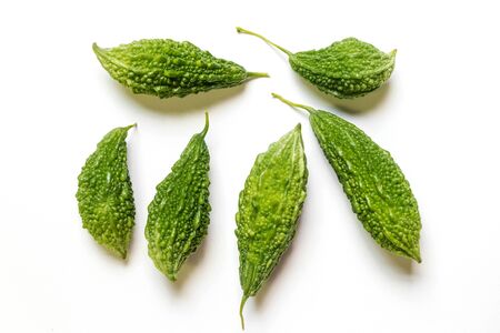 Bitter gourd isolated on white background.の写真素材